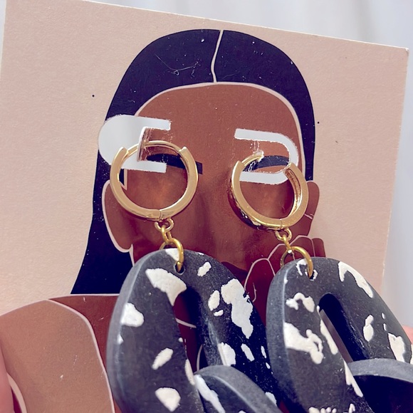 NWT Indigo Sands | black, white leopard print polymer clay oversize link… - Picture 6 of 6